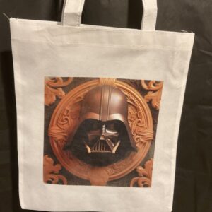 A bag with a picture of darth vader on it.