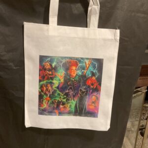 A bag with a picture of a person and some other people.