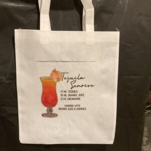 A bag that has some type of drink on it