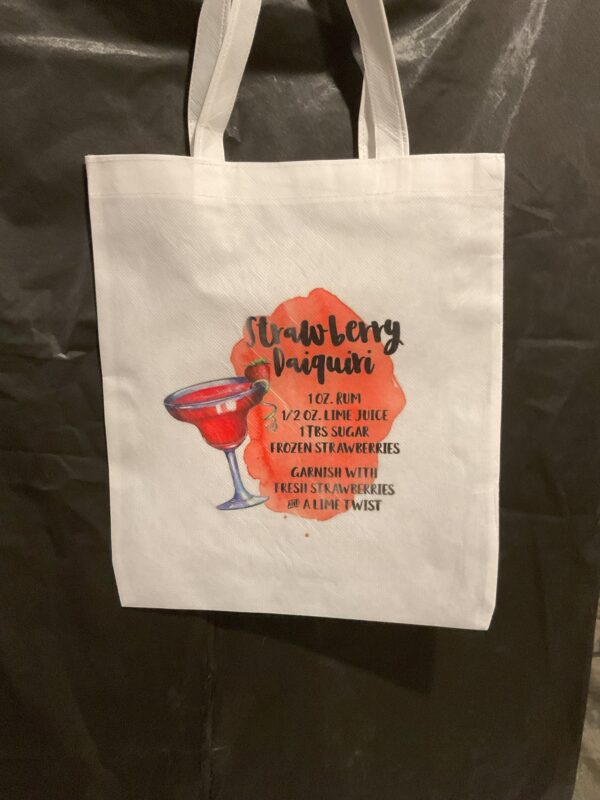 A bag that has some type of drink on it