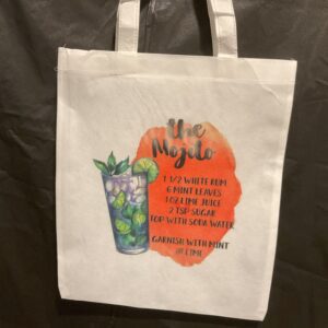 A bag with a picture of a drink and the words " mojito ".